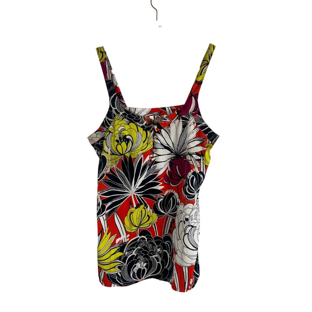 Banana Republic Colorful Floral Tank Top Orange M Boho Indie Festival Chic Artsy